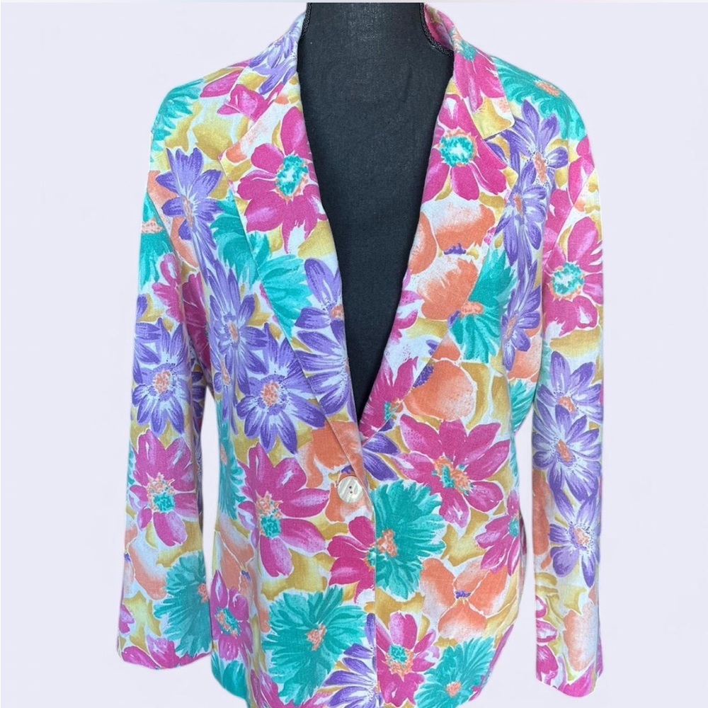Vintage Floral Button Down Blazer Size 8